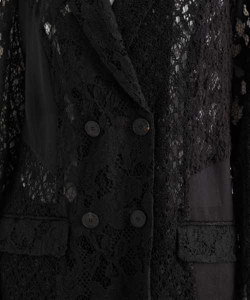 RITAN（リタン）の「【RITAN/リタン】Over Lace Jacket/オーバーレースジャケット（テーラードジャケット・レディース・オフホワイト/ブラック・1）」の5枚目の写真