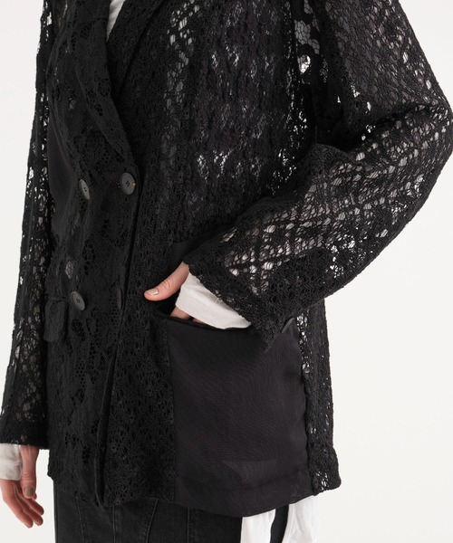 RITAN（リタン）の「【RITAN/リタン】Over Lace Jacket/オーバーレースジャケット（テーラードジャケット・レディース・オフホワイト/ブラック・1）」の6枚目の写真