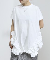 Firsthand | Firsthand/ファーストハンド オーガニックコットン 裾フリルトップス / 裾フリルデザイン 半袖Tシャツ /ロールアップTシャツ(Tシャツ/カットソー)