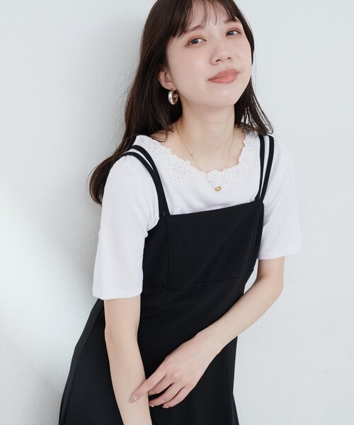 セール】花刺繍ネック+Vネック2WAYニット（ニット/セーター