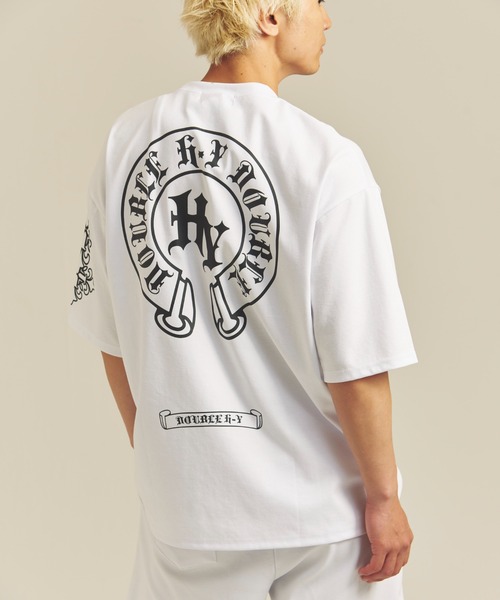 GALLIS ADDICTION Tシャツ　ユニセックス GALLIS ADDICTION 半袖Tシャツ オフ白 バラと十字架プリント L T