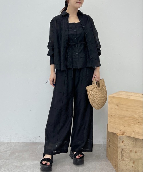 mysty woman（ミスティウーマン）の「パッチワークノースリブラウス  497246（シャツ/ブラウス・レディース・ブラック/オフホワイト・FREE）」の22枚目の写真