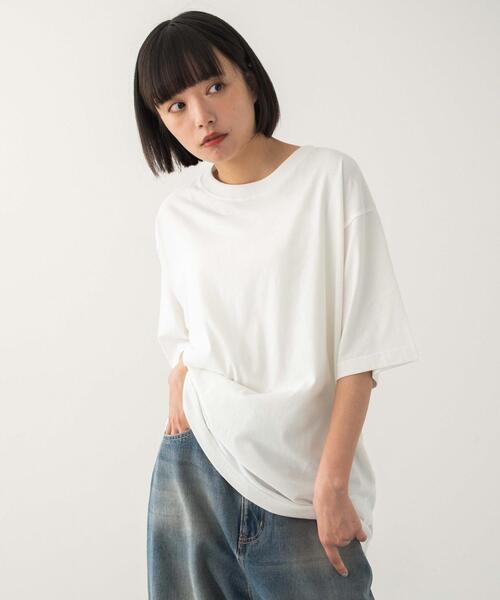 WEGO（ウィゴー）の「WEGO/リラックスフィットコットンT（Tシャツ/カットソー・メンズ・ブラック/ブラック系その他/ホワイト・LARGE/MEDIUM）」の9枚目の写真