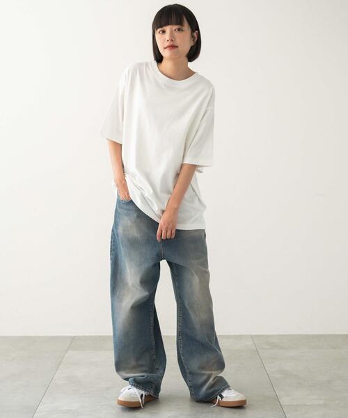 WEGO（ウィゴー）の「WEGO/リラックスフィットコットンT（Tシャツ/カットソー・メンズ・ブラック/ブラック系その他/ホワイト・LARGE/MEDIUM）」の7枚目の写真