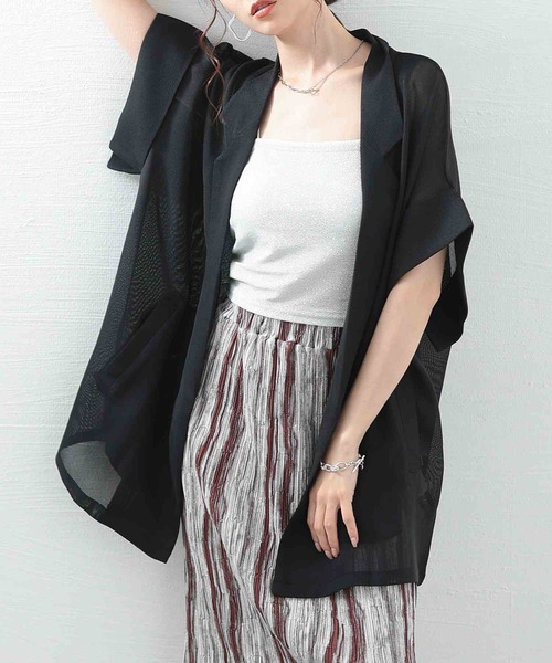 Sawa a la mode（サワアラモード）の「メッシュテーラードジャケット（テーラードジャケット・レディース・ホワイト/ブラック・FREE）」の2枚目の写真