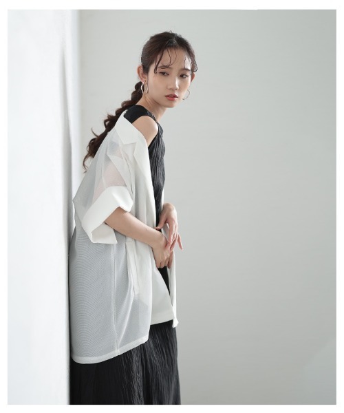 Sawa a la mode（サワアラモード）の「メッシュテーラードジャケット（テーラードジャケット・レディース・ホワイト/ブラック・FREE）」の7枚目の写真