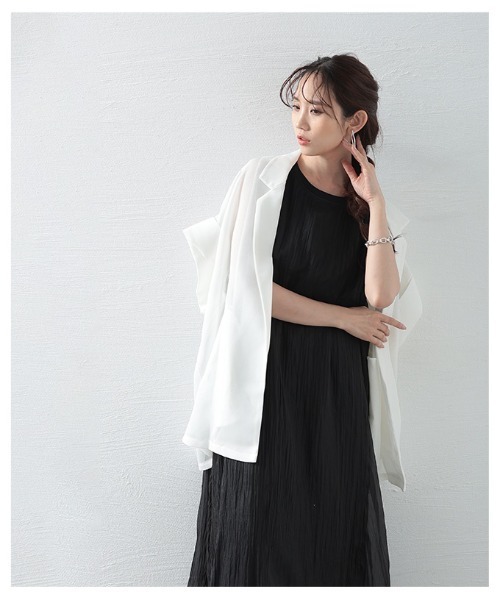 Sawa a la mode（サワアラモード）の「メッシュテーラードジャケット（テーラードジャケット・レディース・ホワイト/ブラック・FREE）」の8枚目の写真