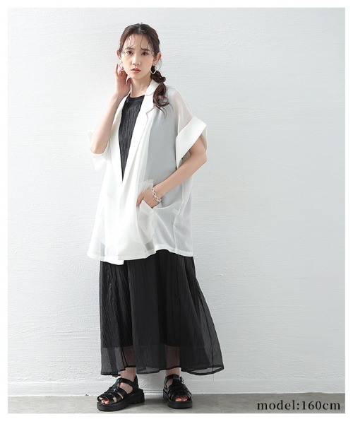Sawa a la mode（サワアラモード）の「メッシュテーラードジャケット（テーラードジャケット・レディース・ホワイト/ブラック・FREE）」の9枚目の写真
