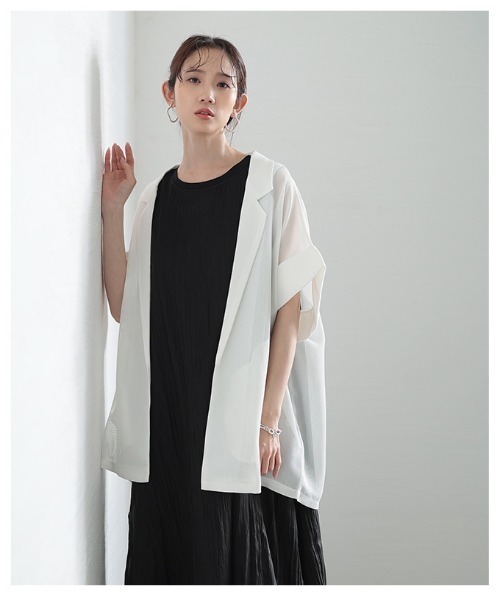 Sawa a la mode（サワアラモード）の「メッシュテーラードジャケット（テーラードジャケット・レディース・ホワイト/ブラック・FREE）」の12枚目の写真