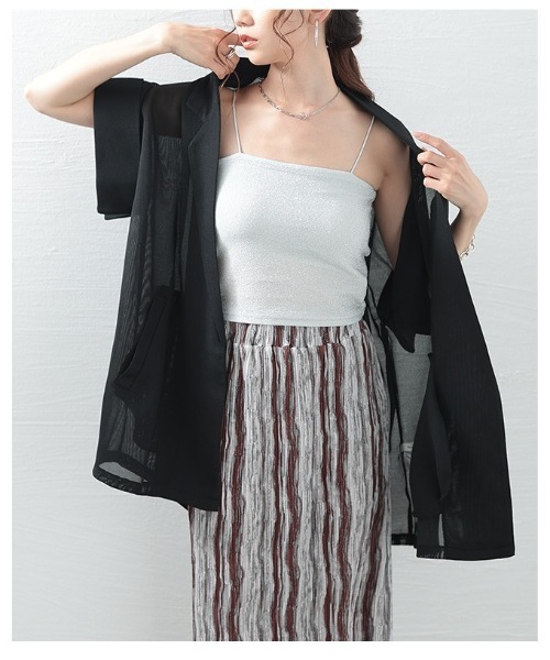 Sawa a la mode（サワアラモード）の「メッシュテーラードジャケット（テーラードジャケット・レディース・ホワイト/ブラック・FREE）」の21枚目の写真