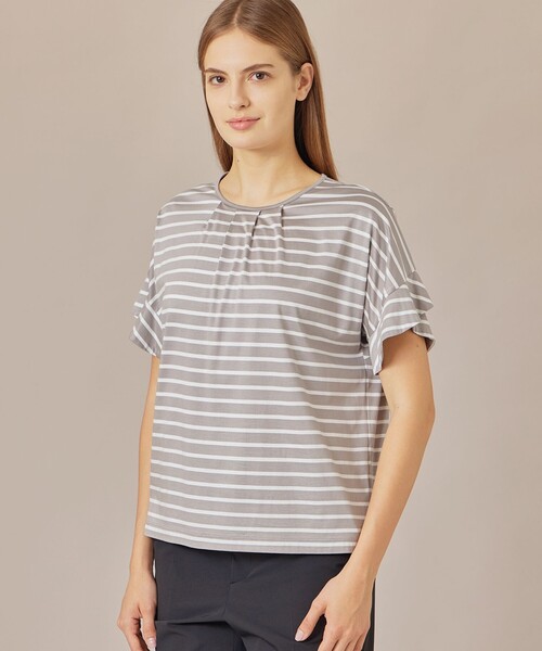 MACKINTOSH LONDON（マッキントッシュ ロンドン）の「コットンブレンドボーダープルオーバー（Tシャツ/カットソー・レディース・グレー系その他/ネイビー/ベージュ・38）」の2枚目の写真