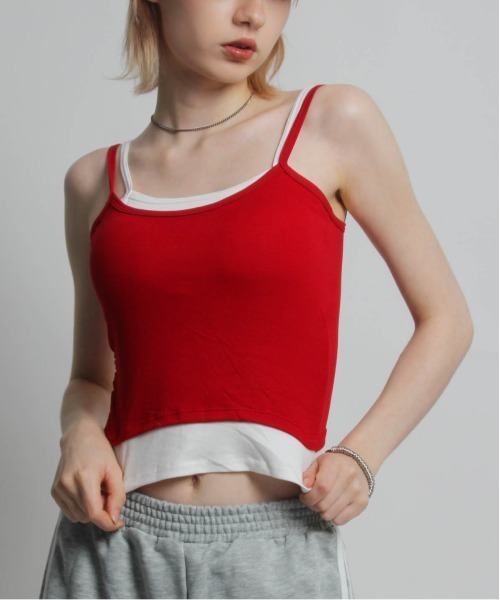 IMARI(イマリ)の「【 IMARI / イマリ 】カップ付き レイヤード キャミソール / インナー #(キャミソール・レディース・グレー/ブラック/ホワイト/レッド・FREE)」の1枚目の写真