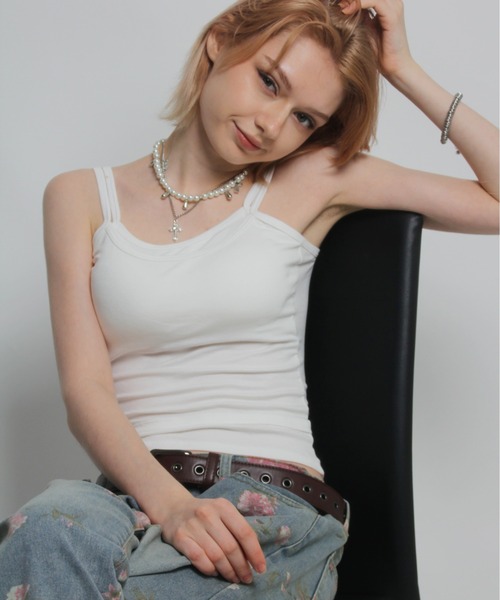 IMARI(イマリ)の「【 IMARI / イマリ 】カップ付き レイヤード キャミソール / インナー #(キャミソール・レディース・グレー/ブラック/ホワイト/レッド・FREE)」の13枚目の写真