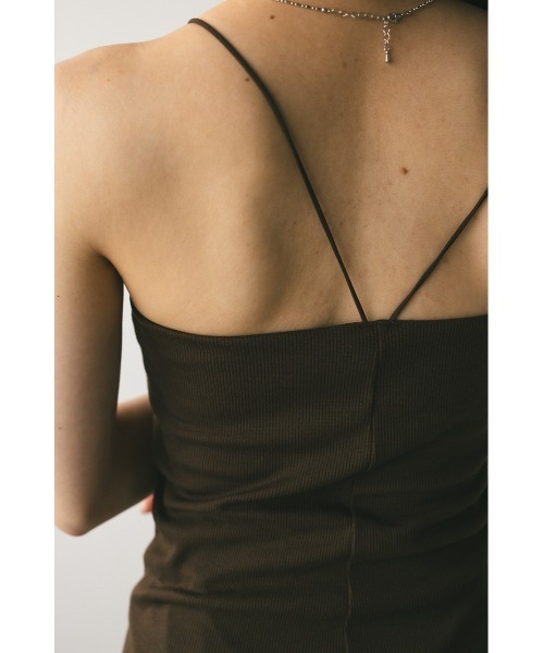 STYLEMIXER（スタイルミキサー）の「カップ付きアメスリキャミ（キャミソール・レディース・ホワイト/ダークブラウン/カーキ・SMALL/MEDIUM）」の4枚目の写真