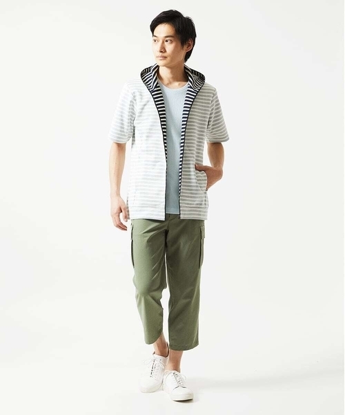 MK MICHEL KLEIN HOMME （エムケーミッシェルクランオム）の「【吸水性・伸縮性◎】バッグリップボーダーパーカー（パーカー・メンズ・ネイビー/ブルー・48/46/51）」の10枚目の写真