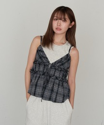 RAY CASSIN | 【セットアップ対応/前後2way】チェックリボンペプラムキャミ(シャツ/ブラウス)