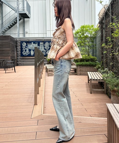 RAY CASSIN（レイカズン）の「【セットアップ対応/前後2way】チェックリボンペプラムキャミ（シャツ/ブラウス・レディース・ベージュ系その他2/ブラック系その他2/ブルー系その他2・FREE）」の10枚目の写真