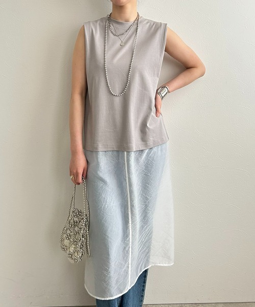 LHELBIE（レルビエ）の「シアーレイヤードカットワンピース（ワンピース・レディース・ブラック/オフホワイト/グレー・M）」の3枚目の写真