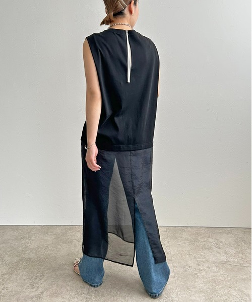 LHELBIE（レルビエ）の「シアーレイヤードカットワンピース（ワンピース・レディース・ブラック/オフホワイト/グレー・M）」の2枚目の写真