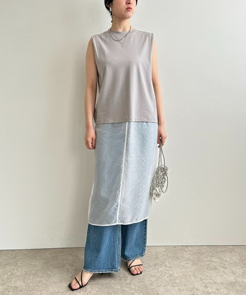 LHELBIE（レルビエ）の「シアーレイヤードカットワンピース（ワンピース・レディース・ブラック/オフホワイト/グレー・M）」の14枚目の写真