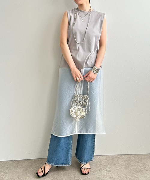 LHELBIE（レルビエ）の「シアーレイヤードカットワンピース（ワンピース・レディース・ブラック/オフホワイト/グレー・M）」の15枚目の写真