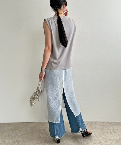 LHELBIE（レルビエ）の「シアーレイヤードカットワンピース（ワンピース・レディース・ブラック/オフホワイト/グレー・M）」の16枚目の写真