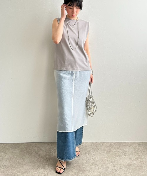 LHELBIE（レルビエ）の「シアーレイヤードカットワンピース（ワンピース・レディース・ブラック/オフホワイト/グレー・M）」の18枚目の写真