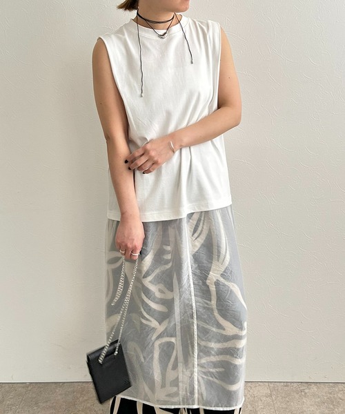 LHELBIE（レルビエ）の「シアーレイヤードカットワンピース（ワンピース・レディース・ブラック/オフホワイト/グレー・M）」の4枚目の写真