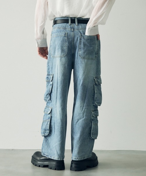 Shoowtime（ショウタイム）の「Vintage Wash Denim Cargo Pants / ビンテージウォッシュデニムカーゴパンツ（デニムパンツ・メンズ・ライトブルー・MEDIUM/LARGE/X-LARGE）」の7枚目の写真