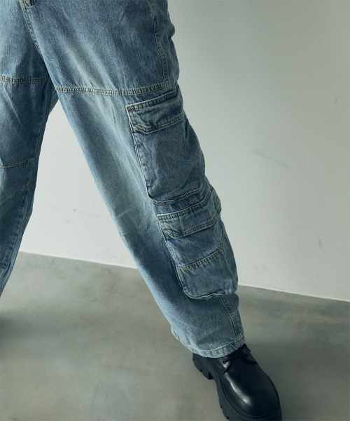 Shoowtime（ショウタイム）の「Vintage Wash Denim Cargo Pants / ビンテージウォッシュデニムカーゴパンツ（デニムパンツ・メンズ・ライトブルー・MEDIUM/LARGE/X-LARGE）」の9枚目の写真