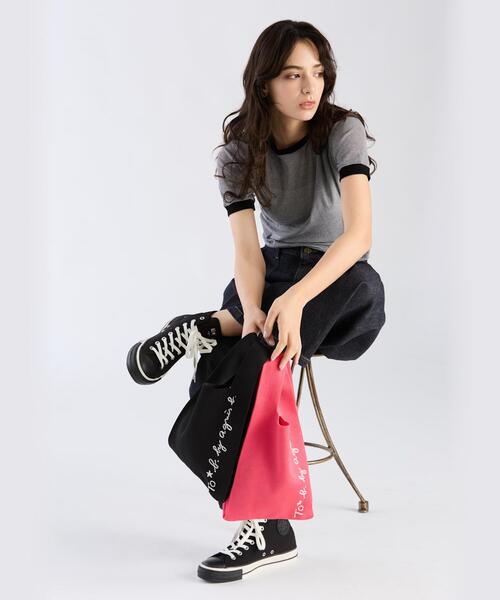 To b. by agnes b.（トゥービーバイアニエスベー）の「ニット ロゴトートバッグ（ハンドバッグ・レディース・ピンク・FREE）」の9枚目の写真