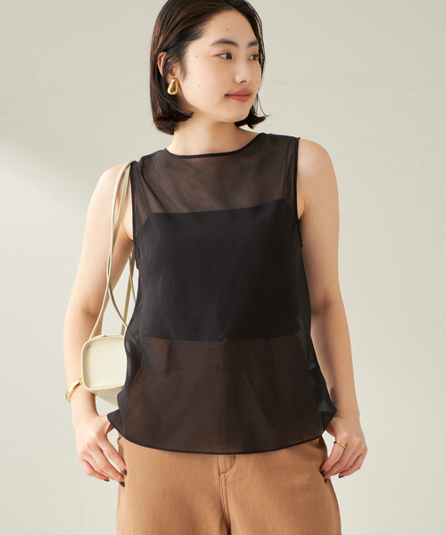 Plage Silk Mix Taffeta N/S ブラウス 楽天市場】【中古】Plage 24SS シルク混ノースリーブブラウス