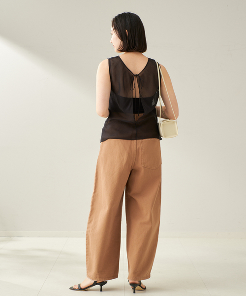 plage(プラージュ)の「COTTON SILK SHEER N/S ブラウス(シャツ/ブラウス・レディース・ブラック/アイボリー・FREE)」の6枚目の写真