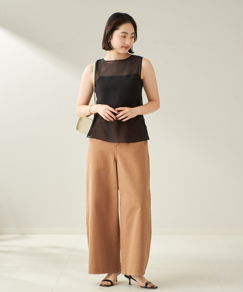 plage(プラージュ)の「COTTON SILK SHEER N/S ブラウス(シャツ/ブラウス・レディース・ブラック/アイボリー・FREE)」の5枚目の写真