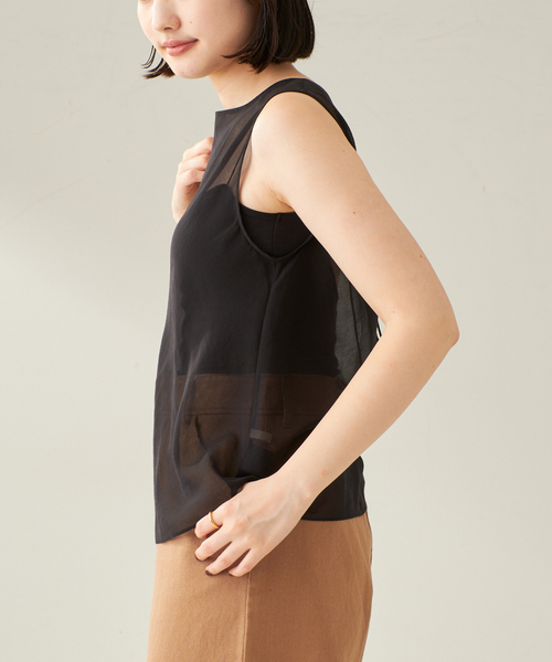 プラージュ Plage 2023AW SILK NYLON SHEER ブラウス セール】COTTON SILK SHEER N/S ブラウス（シャツ/ブラウス