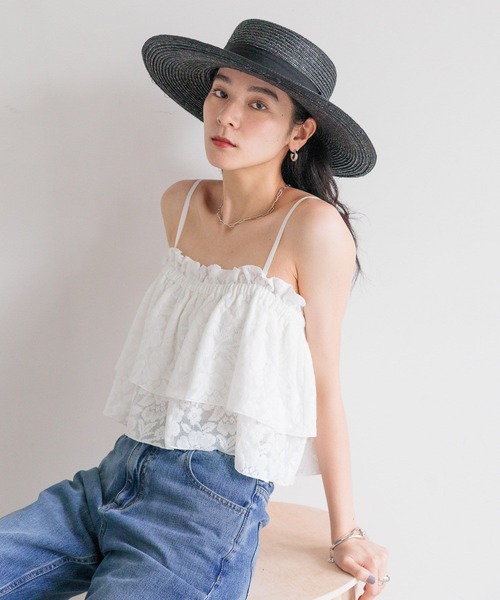 LOWRYS FARM（ローリーズファーム）の「レースジャガードビスチェ　498421（キャミソール・レディース・ブラック/アイボリー/オフホワイト・FREE）」の18枚目の写真