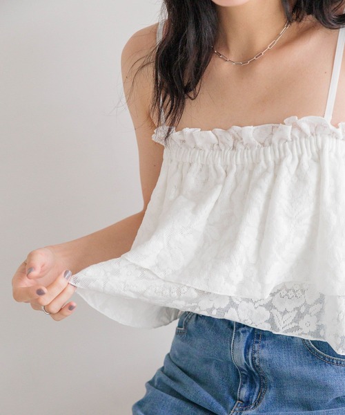 LOWRYS FARM（ローリーズファーム）の「レースジャガードビスチェ　498421（キャミソール・レディース・ブラック/アイボリー/オフホワイト・FREE）」の16枚目の写真
