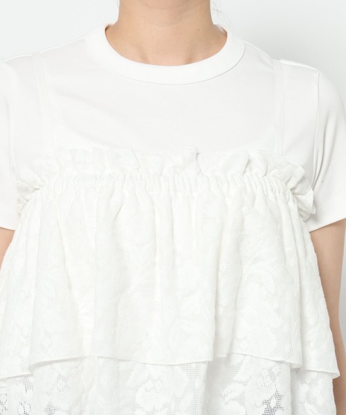 LOWRYS FARM（ローリーズファーム）の「レースジャガードビスチェ　498421（キャミソール・レディース・ブラック/アイボリー/オフホワイト・FREE）」の10枚目の写真