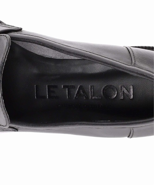 LE TALON レザーメタルモチーフローファー　24cm ブラック セール】《追加》レザースクエアメタルバックルローファー