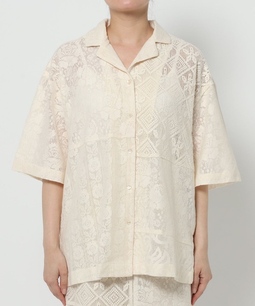 LOWRYS FARM(ローリーズファーム)の「パッチワークレースシャツ 327860(シャツ/ブラウス・レディース・ブラック/アイボリー・FREE)」の11枚目の写真