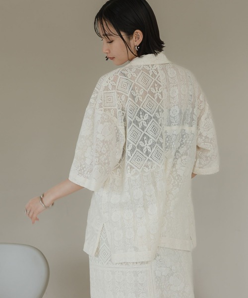 LOWRYS FARM(ローリーズファーム)の「パッチワークレースシャツ 327860(シャツ/ブラウス・レディース・ブラック/アイボリー・FREE)」の12枚目の写真