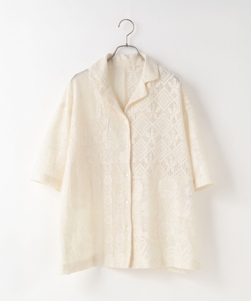 LOWRYS FARM(ローリーズファーム)の「パッチワークレースシャツ 327860(シャツ/ブラウス・レディース・ブラック/アイボリー・FREE)」の13枚目の写真