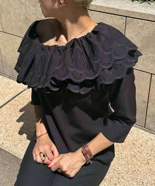 セール】フリルアシンメトリーレースブラウス（その他トップス