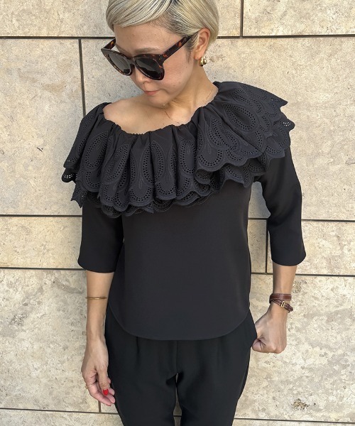 セール】フリルアシンメトリーレースブラウス（その他トップス