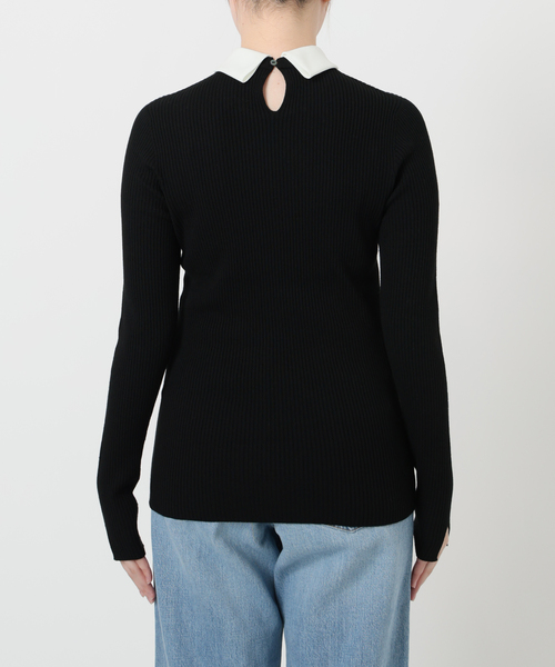 セール】バイカラー 襟RIBホールガーメントプルオーバー（ニット