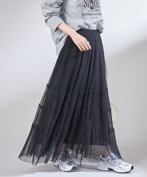 SHIPS | 〈手洗い可能〉チュール プリーツ ティアード スカート(スカート)