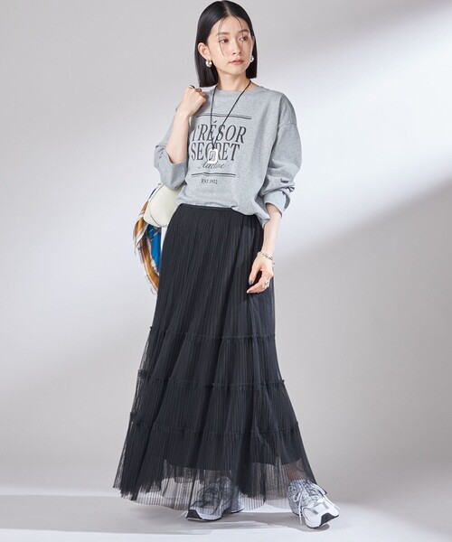 SHIPS（シップス）の「〈手洗い可能〉チュール プリーツ ティアード スカート（スカート・レディース・ブラック/ワイン・ONE SIZE）」の3枚目の写真