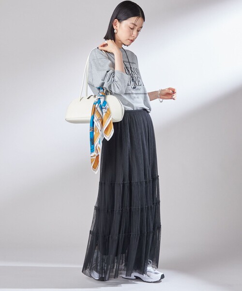 SHIPS（シップス）の「〈手洗い可能〉チュール プリーツ ティアード スカート（スカート・レディース・ブラック/ワイン・ONE SIZE）」の5枚目の写真