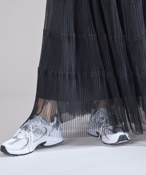 SHIPS（シップス）の「〈手洗い可能〉チュール プリーツ ティアード スカート（スカート・レディース・ブラック/ワイン・ONE SIZE）」の10枚目の写真