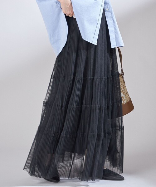 SHIPS（シップス）の「〈手洗い可能〉チュール プリーツ ティアード スカート（スカート・レディース・ブラック/ワイン・ONE SIZE）」の14枚目の写真